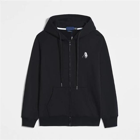 Polo zip up black grey-white-black